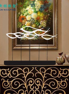 现代简约招财群鱼摆件工艺品创意客厅玄关电视柜家居饰品开业礼品