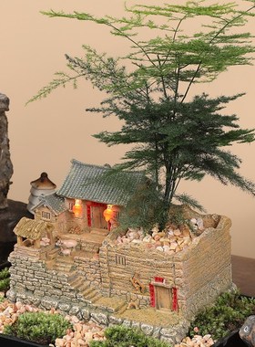 老房子模型农家小院创意摆件盆景客厅办公室装饰品桌面微景观造景