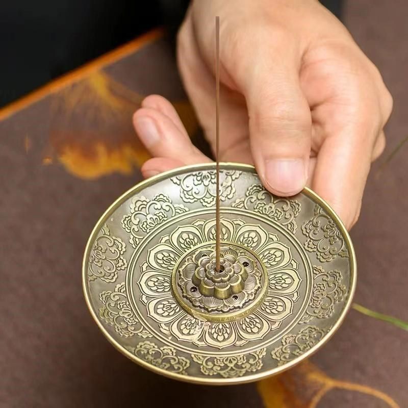 中式莲花香盘线香香插盘底座香线托盘高级感沉香盘香熏香香托香座,淘宝优惠券,粉丝福利购,淘宝优惠卷