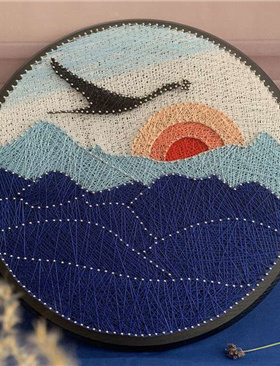 弦丝画解闷diy手工制作创意礼物钉子画绕线画材料包圆形装饰画