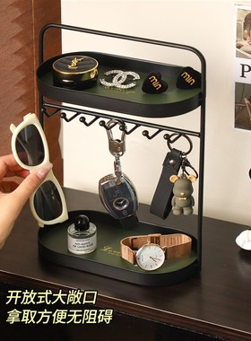 入户门玄关钥匙收纳摆件首饰项链展示架小众高级感桌面多层置物架