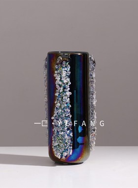 一匚 现代轻奢琉璃艺术创意花器 样板间酒店会所客厅桌面摆件