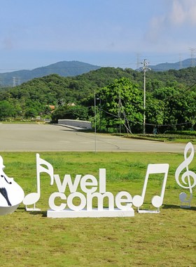 户外花园铁艺字母提琴雕塑乐器婚庆道具摆件售楼部园林景观装饰品
