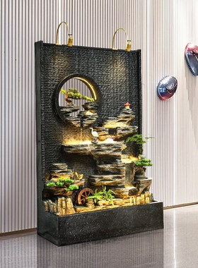 水幕墙流水屏风玄关客厅隔断办公室景观入户花园庭院鱼缸造景摆件