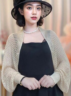 新款冰丝套袖披肩春夏季坎肩女空调房针织搭肩外搭配裙子遮肉防晒
