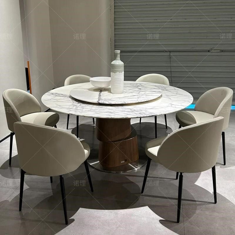 现代简约圆餐桌带转盘天然大理石桌子直发高端别墅圆形饭桌,淘宝优惠券,粉丝福利购,淘宝优惠卷