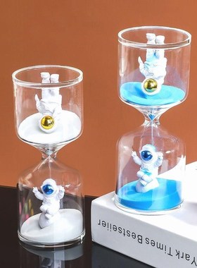 太空人沙漏计时器儿童防摔3/5/10分钟学生吃饭时间流沙瓶礼物玻璃