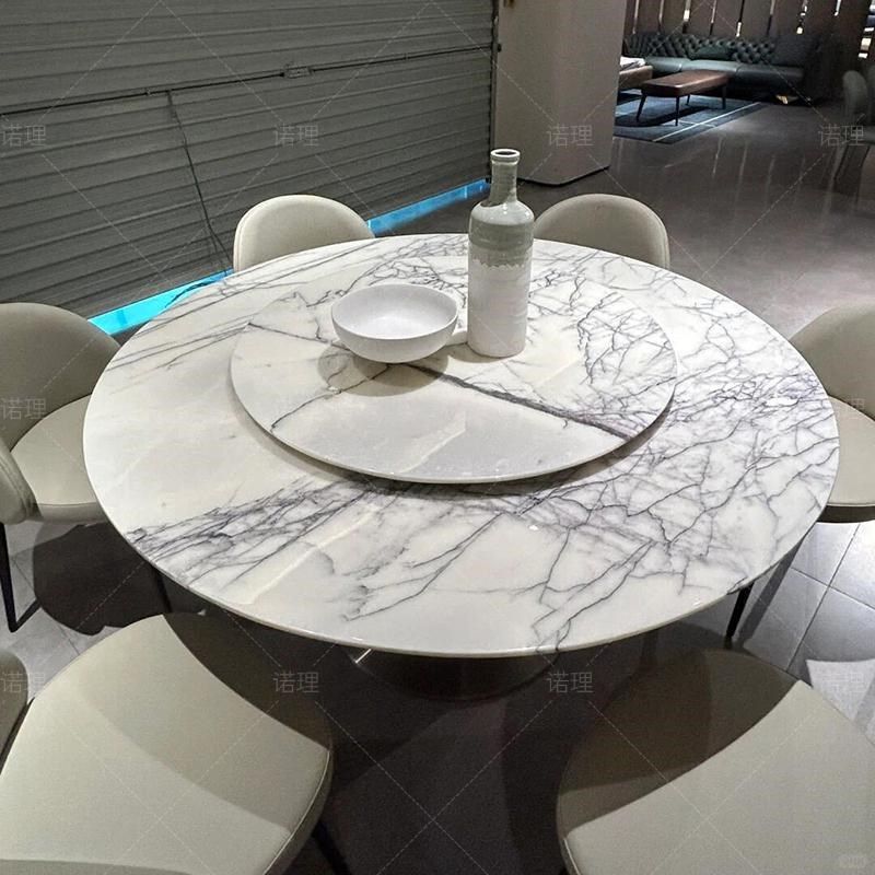 现代简约圆餐桌带转盘天然大理石桌子直发高端别墅圆形饭桌,淘宝优惠券,粉丝福利购,淘宝优惠卷