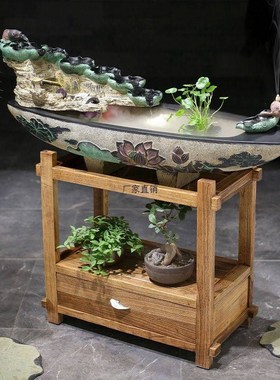 汉韵堂招财风水轮假山流水喷泉摆件客厅落地鱼缸加湿器开业送礼品