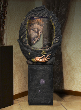 佛像流水喷泉摆件客厅摆设玄关加湿器观音禅意水景观店铺开业礼品