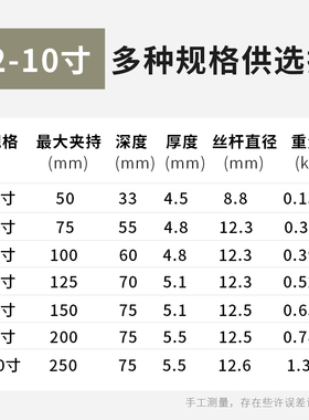 2寸-10寸镀锌钢板G字夹 钢架C型木工夹子固定夹快速夹