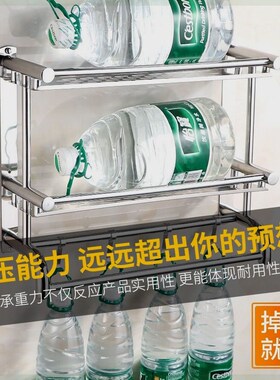 浴室置物架不锈钢毛巾架洗手间墙上卫生间壁挂收纳免打孔置物架
