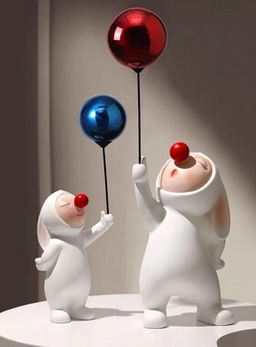 现代简约气球兔子电视机柜装饰玄关客厅摆件展示柜精灵兔家居礼物