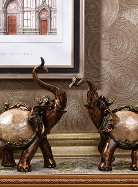 中式古典美式奢华欧式家居装饰品花瓶摆件三件套客厅玄关大招财象