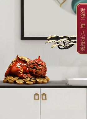 彩铜貔貅摆件招财老板办公室酒柜桌E面皮丘装饰工艺品公司开业礼