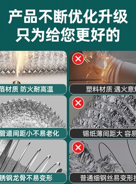 厨房油烟机纯铝排烟排气管耐高温伸缩排风抽烟机金属通风烟道软管