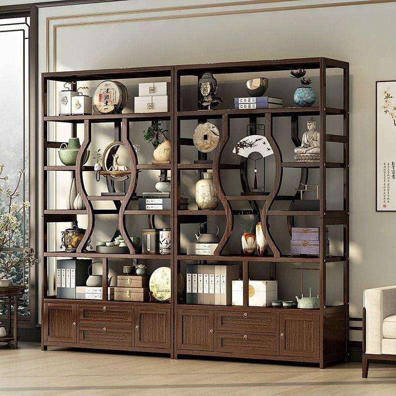 办公室隔断实木屏风隔断客厅收纳置物架多层书架门厅玄关柜博古架 - 图2