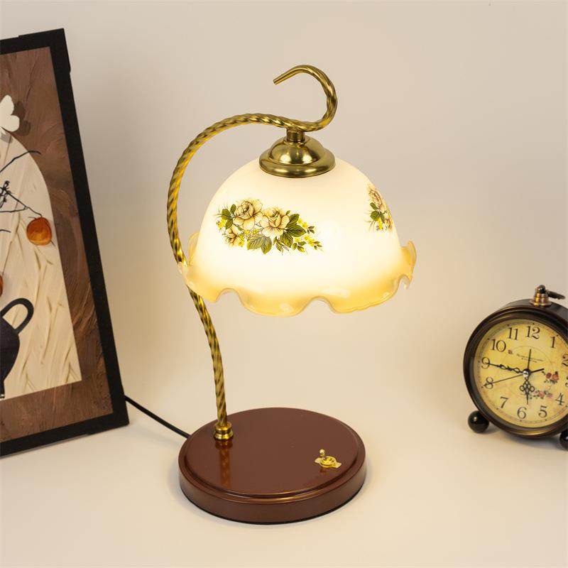 法式中古美式中式复古卧室氛围灯具床头结婚长明印花台灯书房书桌,淘宝优惠券,粉丝福利购,淘宝优惠卷