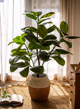 仿真绿植橡皮树叶仿生植物盆栽大型D落地室内摆件客厅橱窗装饰摆