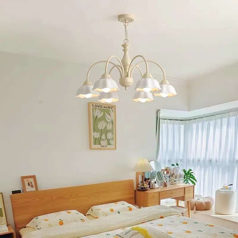 创意主卧室餐厅灯田园清新花朵北欧系灯具法式复古奶油风客厅吊灯 - 图1