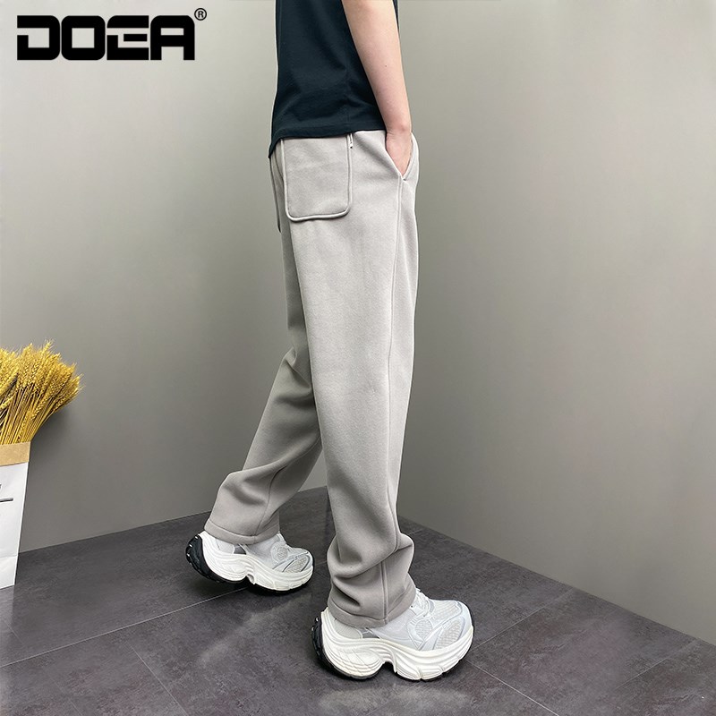 2024年冬季加绒加厚潮流韩版钢印条纹青年男士宽松哈伦卫裤子男生 - 图2