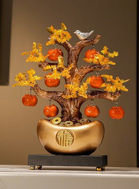 事事如意发财树摆件办公室开业礼物客厅电视柜招财装饰品乔迁新居
