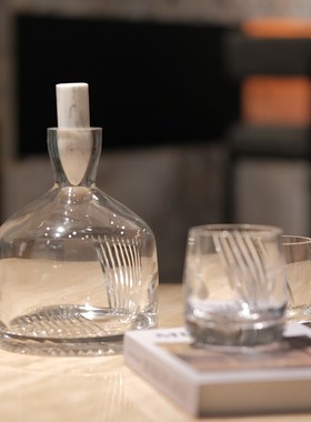 创意水晶玻璃红洋酒酒具酒杯水壶套装桌面茶几餐桌酒店样板间摆件