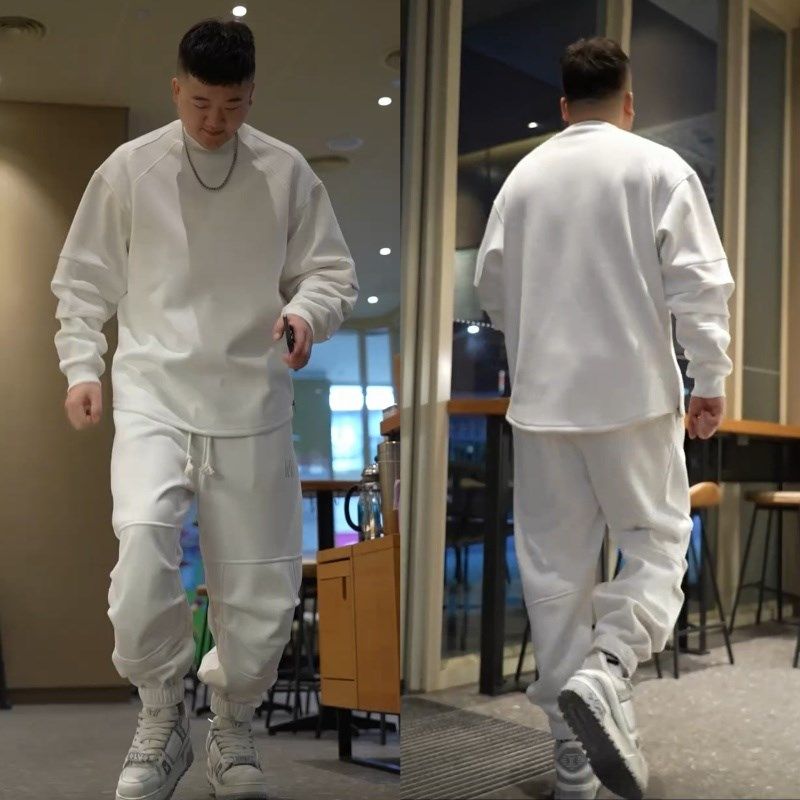 秋冬加绒保暖慵懒风休闲运动套装男士时尚圆领卫衣卫裤潮牌两件套,淘宝优惠券,粉丝福利购,淘宝优惠卷