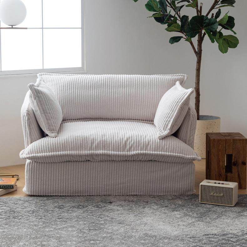 北欧现代简约布艺沙发奶油风灯芯绒可拆洗客厅单双三多人大户型沙,淘宝优惠券,粉丝福利购,淘宝优惠卷