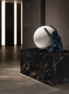 可定制现代轻奢大理石底座摆台酒店会所售M楼处玄关走廊装饰品台