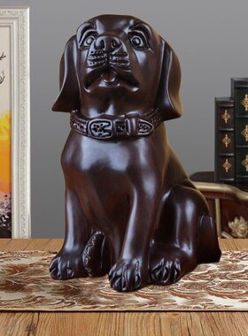 花梨实木质生肖狗桌面小狗摆件黑檀红木N工艺装饰品生日礼物男