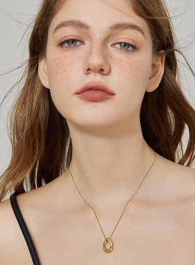 耳边风 环形公路 不规则椭圆可叠戴基础款几何项链简约百搭毛衣链