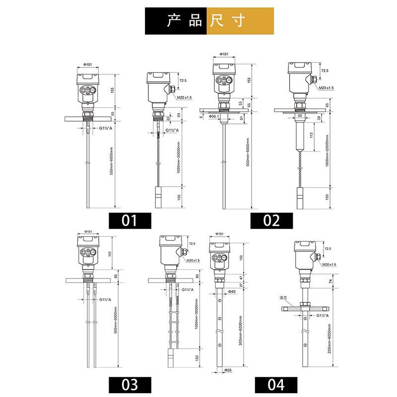 导波高频雷达液位计防爆腐型物位计仓料位计河道灰粉水泥数显 - 图2