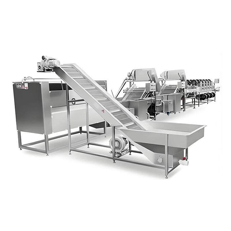 Supply of supporting equipment for prepared vegetables, root vegetable cleaning and drying line, automated vegetable cleaning processing line