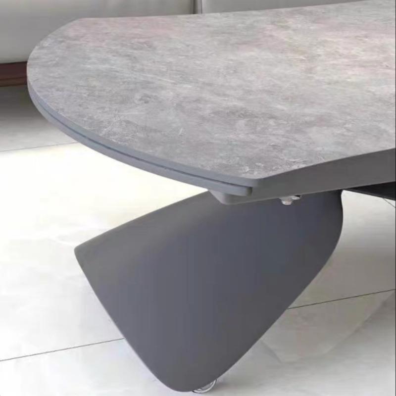 多功能升降茶几餐桌移动两用一体式小户型客厅岩板可方可变圆桌 - 图1