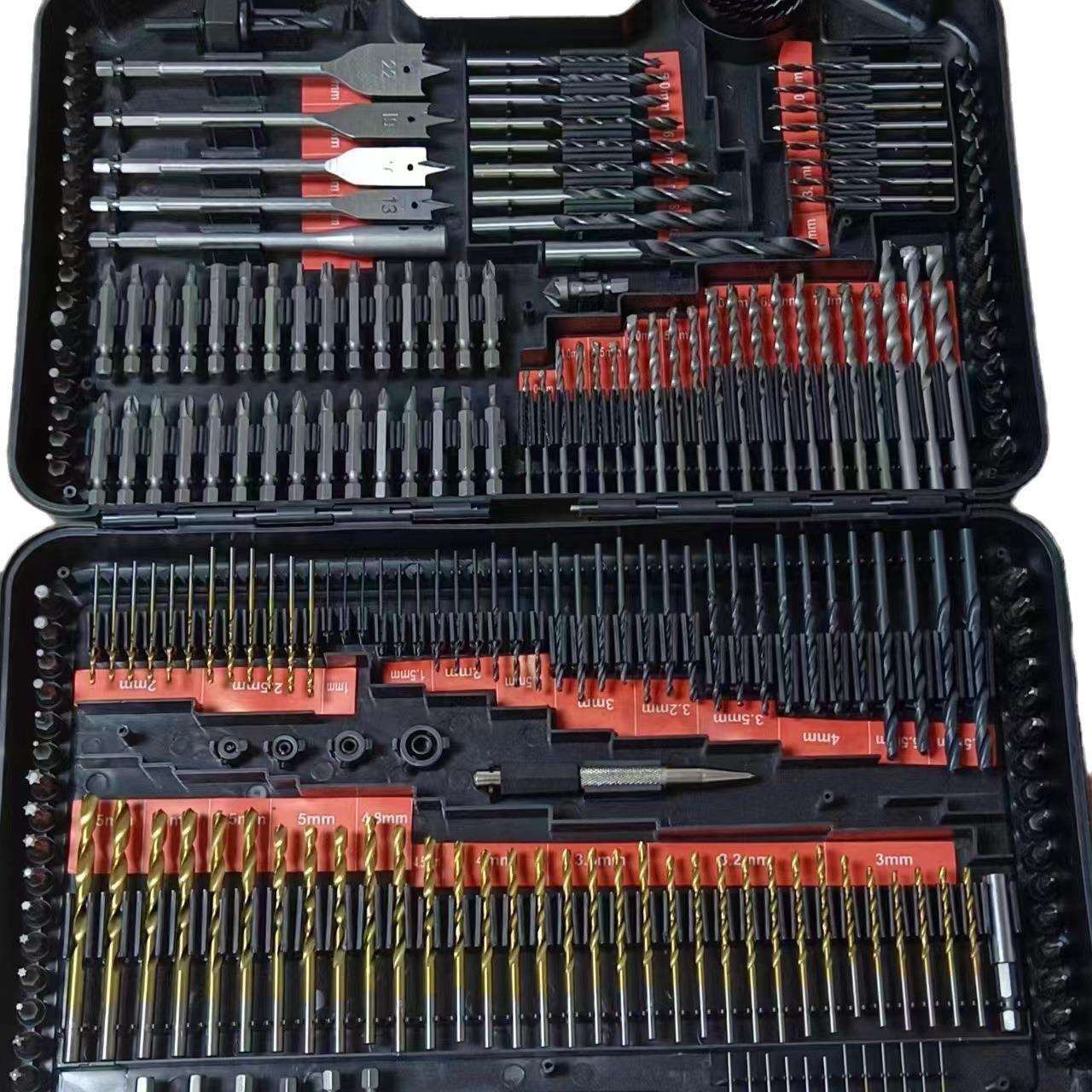 苏钻家用246件套钻头工具组开孔器麻花钻批头水泥钻木工扁钻套装 - 图0