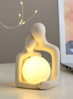 抽象艺术情侣夜灯床头柜装饰品摆件卧室客厅家居爱情创意结婚礼物