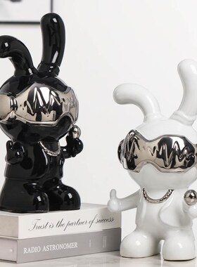 创意小众高级感兔子摆件客厅办公室酒柜玄关餐边柜装饰品轻奢潮玩