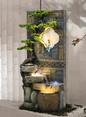 落地水幕墙假山喷泉屏风隔断客厅阳台办公室大厅装饰品流水摆件