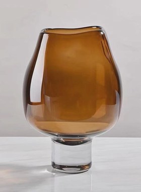 装饰摆件样板房客厅餐厅现代简约家居饰品纯手工厚重玻璃果盘花瓶