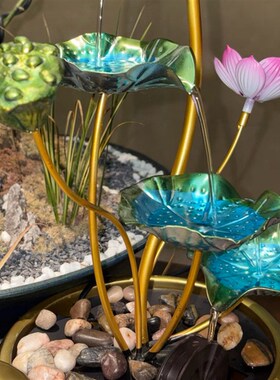 新中式招财流水摆件循环水办公室茶室桌面开 业乔迁新居装饰