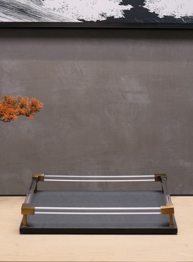 现代轻奢新中式创意样板间酒店客厅茶几餐厅托盘艺术品装饰架摆件