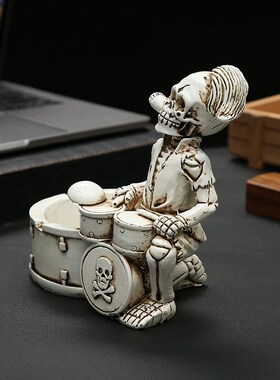 跨境时尚个性创意礼品礼物骷髅头烟灰缸装饰复古摆设摆件工艺品
