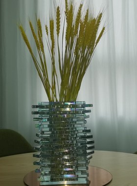 简约现代家居软装饰品水晶书档花器插花样板办公室书房书靠摆件