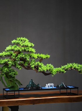 大型仿真迎客松罗汉松美人松摆件办公室桌面酒店玄关装饰盆景景观