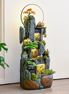 假山流水喷泉摆件循环水客厅玄关店铺开业送礼生财招财风水轮装饰