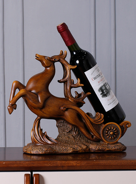 鹿红酒架摆件工艺品家用客厅立式酒柜酒吧台面桌面家居装饰品酒托