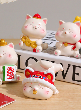 创意可爱招财猫小摆件家居客厅装饰品乔迁新居礼物办公室桌面摆设