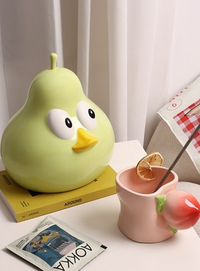 鸭梨纸巾盒创意陶瓷装饰品情绪稳定神器客厅办公室桌面摆件小礼物