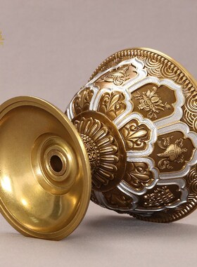 八吉祥供水碗黄铜家用佛堂桌面摆件八供杯圣水杯净水杯莲花供水杯